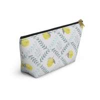 Lemon Tile Accessory Pouch w T-bottom in Aqua